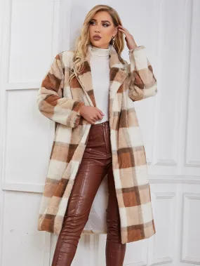 Faux Fur Coats Plaid Winter Eco-friendly Fur Coat For Women 2024